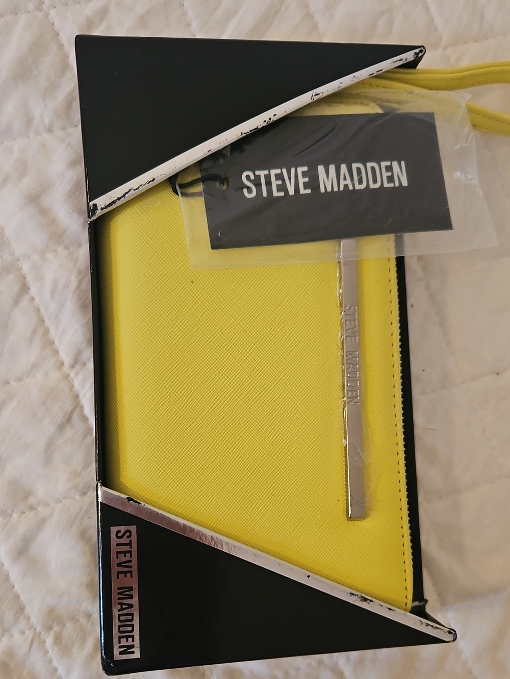 Steve Madden Yellow Wristlet Wallet with Logo Accent